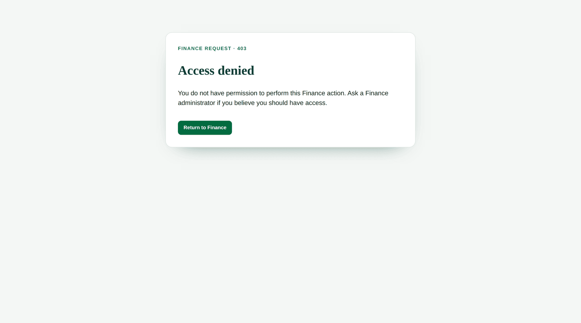 A not-authorised page returned when opening the Receivables section.