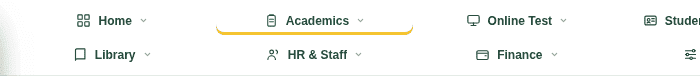 Module bar across the top of the admin screen with Academics highlighted.